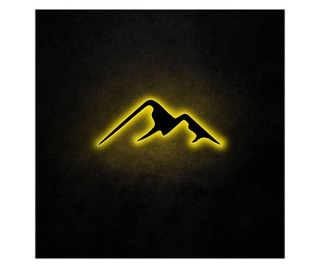 Aplica de perete Neon Graph, Mountain, baza din placa MDF, galben, 70x25 cm