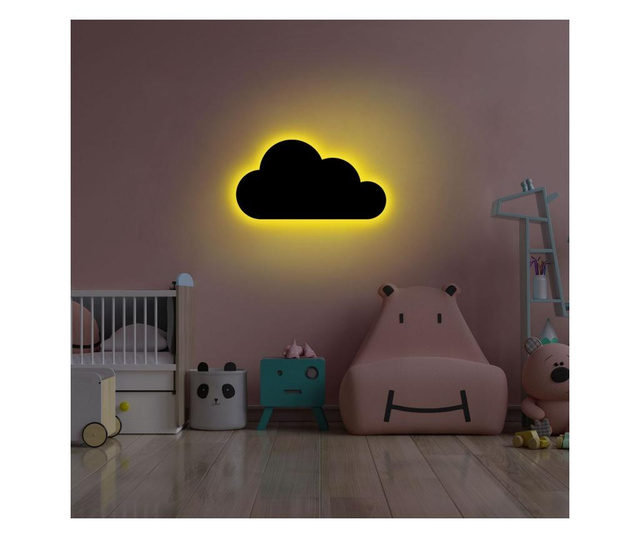 Aplica de perete Neon Graph, Cloud, baza din placa MDF, galben, 50x25 cm