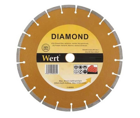 Disc diamantat, taiere marmura, granit, faianta Wert W2711-125, Ø125x22.2 mm