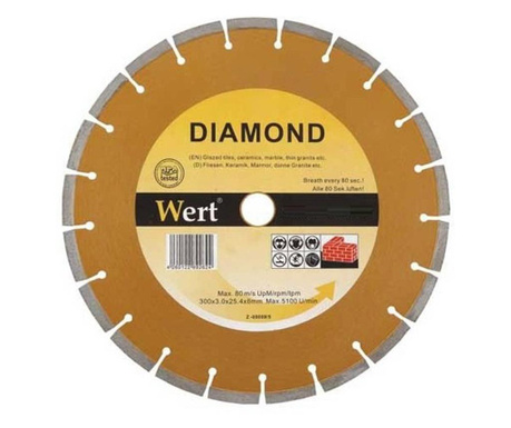 Disc diamantat, taiere marmura, granit, faianta Wert W2711-150, Ø150x22.2 mm