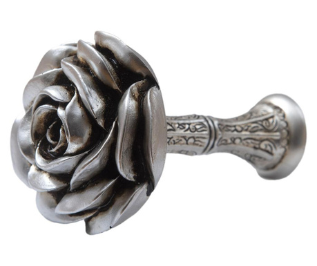 Приставка за завеси/пердета, сребърна, модел роза