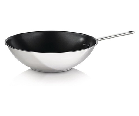 Tigaie wok cu interior anti-aderent Gorenje, diametru 30 cm, otel inoxidabil, argintiu