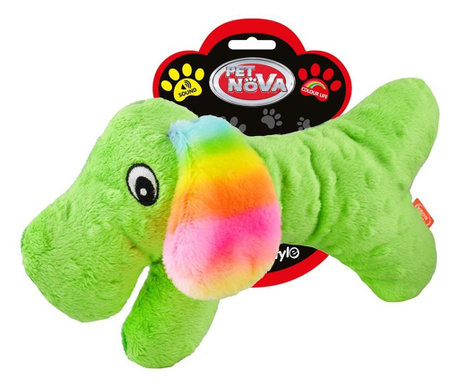 Pet Nova, плюшена играчка за куче - зелено куче със звук