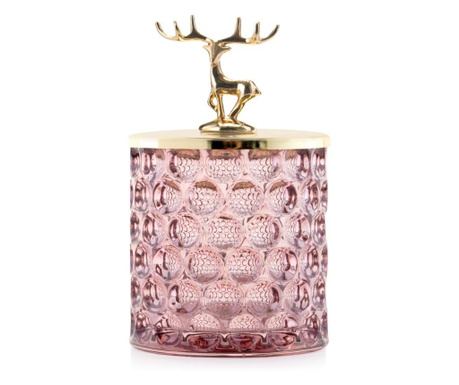 Cutie pentru bijuterii Ameliahome, Deer, sticla, 9x9x15 cm, roz pudra