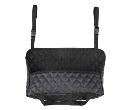Organizator auto intre scaune, Quasar & Co., pentru geanta si accesorii, piele ecologica, 39 x 27 x 10 cm, negru