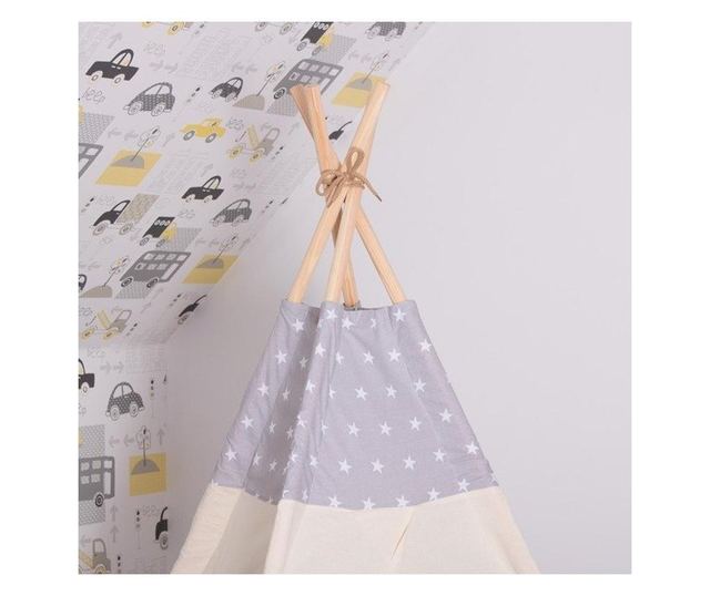 Cort copii stil indian teepee grey stars xxl Kidizi, 180 cm