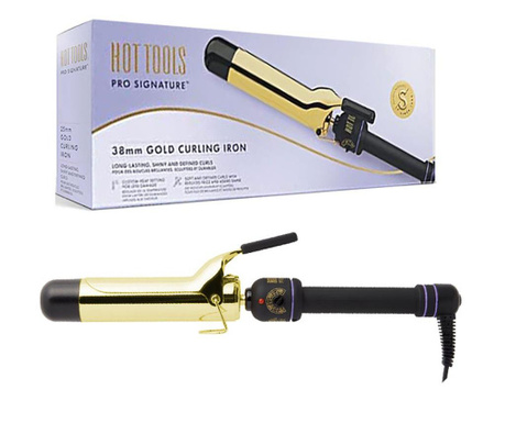 Ondulator hot tools gold curling, 38 mm, placat cu aur, pro signature, htir1577uke  36 x 3.8 cm