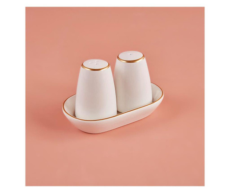 Set solnita si pipernita Bella Maison, Allure, ceramica, alb, 13x8x7 cm