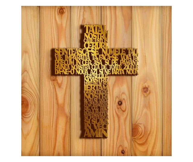 Cruce tatal nostru din mdf 2.6mm, 50x38cm, auriu