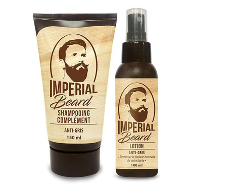 Set refacere culoare naturala barba grizonata Anti Gris Barbe, Imperial Beard (sampon 150ml + lotiune 100 ml )