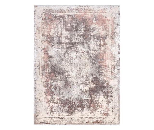 Covor CORE W9784 Rosette Vintage - structural, doua niveluri de lana, bej / roz 140x190 cm  140x190 cm