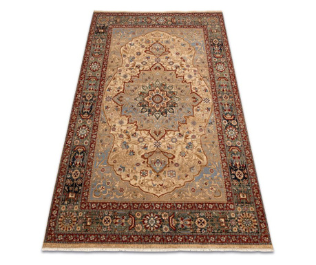 Covor Lana KESHAN franjuri, Rozeta oriental 7519/53555 bej / albastru inchis 250x340