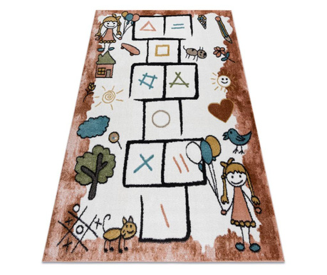 Covor FUN Hop pentru copii, sotron, animale, roz 280x370 cm