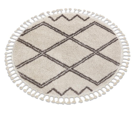 Kulatý koberec BERBER ASILA, krémovo-hnědý - střapce, Maroko, Shaggy kruh 160 cm  κύκλος 160 cm