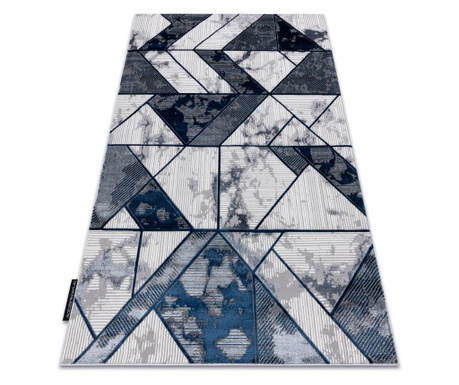модерен DE LUXE килим 632 геометричен - structural сметана / тъмно синьо 240x340 cm