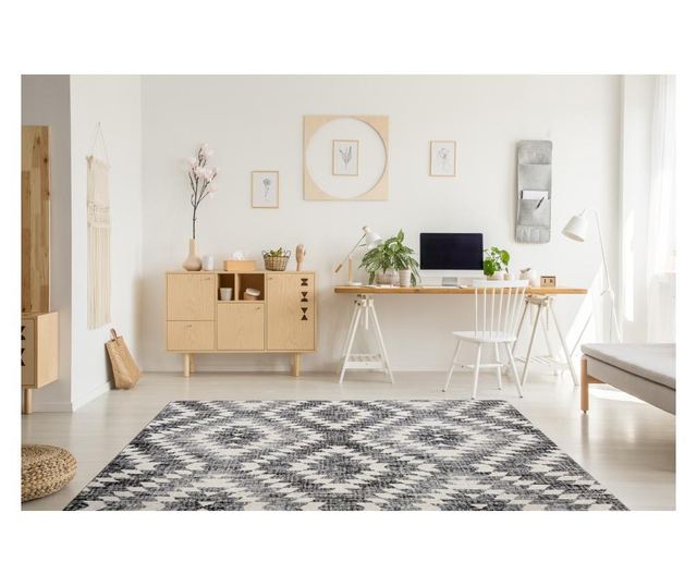 Covor modern MUNDO D7461 caro 3D exterior gri / bej 120x170 cm  120x170 cm