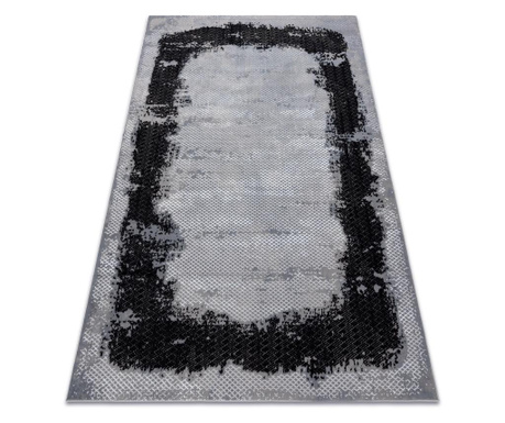 килим CORE A004 Рамка, сенчеста - структурни, две нива на руно, черно / сиво 140x190 cm
