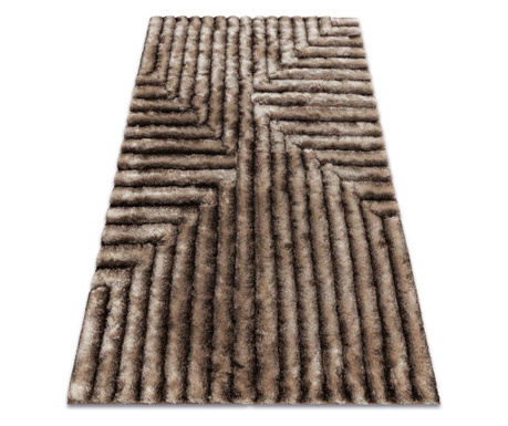 Modern FLIM 010-B7 shaggy szőnyeg, labirintus - Structural barna 120x160 cm
