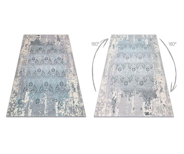 Covor CORE W3824 Ornament Vintage - structural, doua niveluri de lana, albastru deschis / crema / gri 200x290 cm  200x290 cm