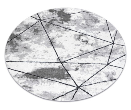 модерен килим COZY Polygons кръг, геометричен, триъгълници structural две нива на руно сив кръг 100 cm  κύκλος 100 см