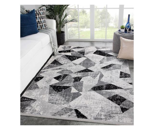 Килим TULS структурна, ресни 51211 геометричен антрацит 280x370 cm  280x370 см
