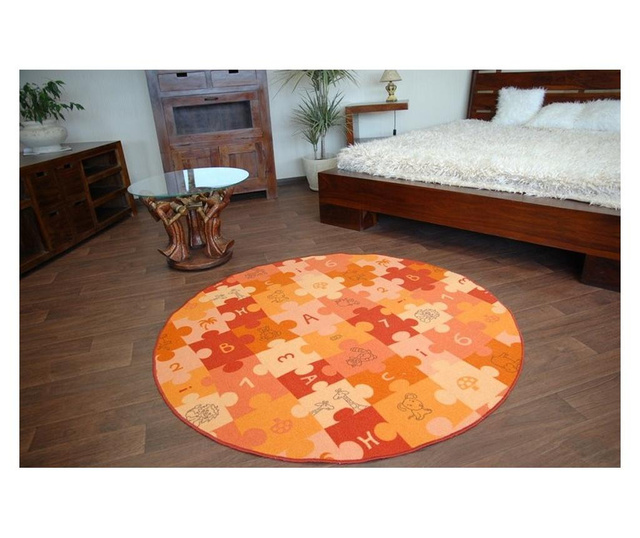 Covor copilaresc Puzzle portocaliu rotund cerc 100 cm  100 cm