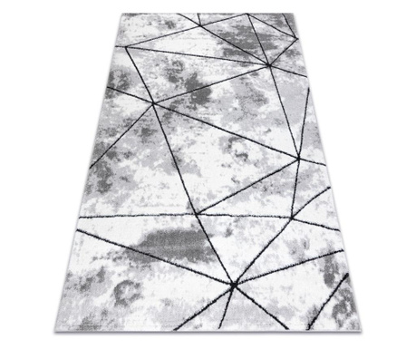 модерен килим COZY Polygons, геометричен, триъгълници structural две нива на руно сив 140x190 cm