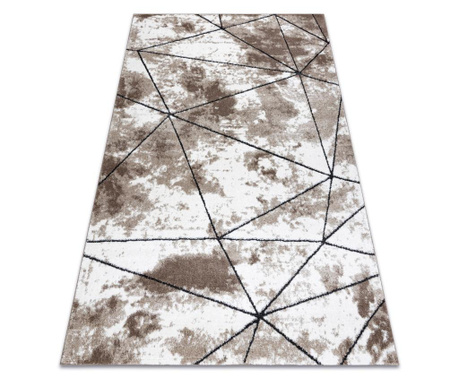 модерен килим COZY Polygons, геометричен, триъгълници structural две нива на руно кафяв 280x370 cm