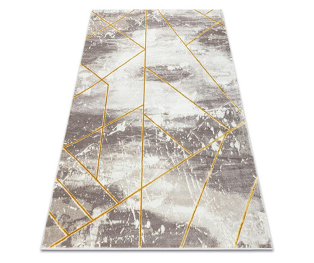 килим CORE 1818 геометричен - структурно, две нива на руно, слонова кост / злато 240x330 cm