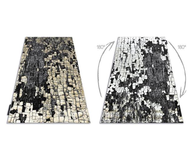 Covor DE LUXE modern 2079 Pavaj caramida - structural gri / aur 140x190 cm  140x190 cm