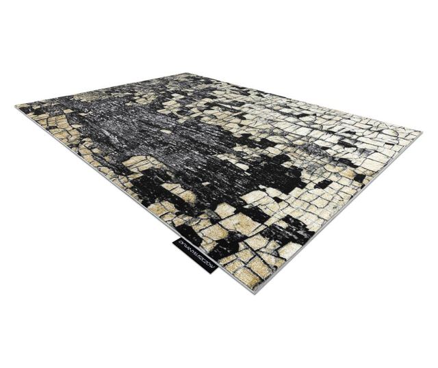 Covor DE LUXE modern 2079 Pavaj caramida - structural gri / aur 140x190 cm  140x190 cm