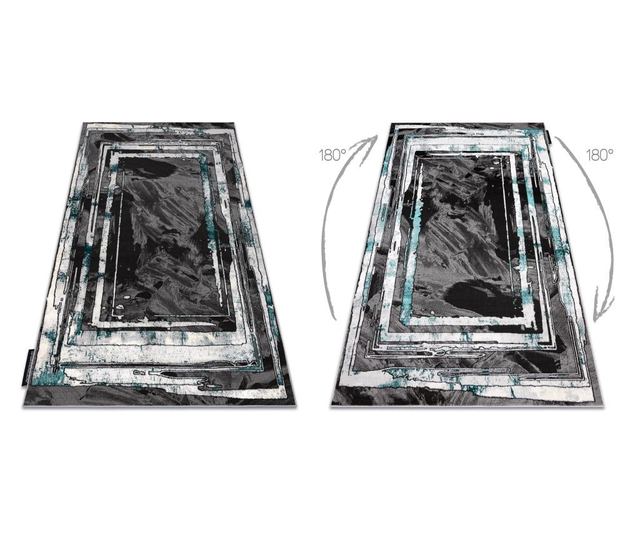 модерен DE LUXE килим 619 кадър - structural сив / зелен 120x170 cm  120x170 см