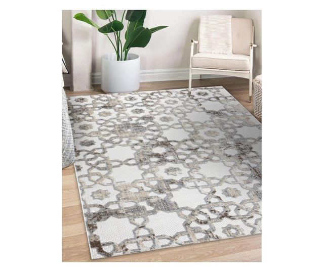 Covor Structural SOLE D3882 Ornament - tesute plate bej / gri 140x190 cm  140x190 cm