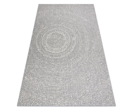 Fonott sizal flat szőnyeg 48832637 Körök, pontok szürke / krém 160x230 cm