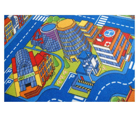 Utcák nagyváros gyermek szőnyeg kék 100x300 cm