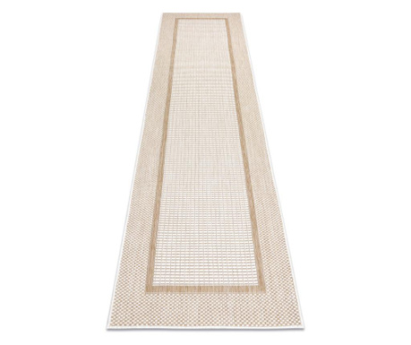 Fonott sizal szőnyeg SION Futó szőnyegek Keret 21782 lapos szövött ecru / bézs 80x300 cm