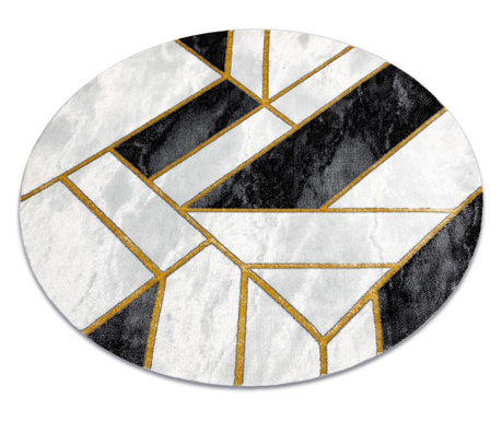 Exclusiv EMERALD covor 1015 cerc - glamour, stilat, marmura, geometric negru / aur cerc 160 cm