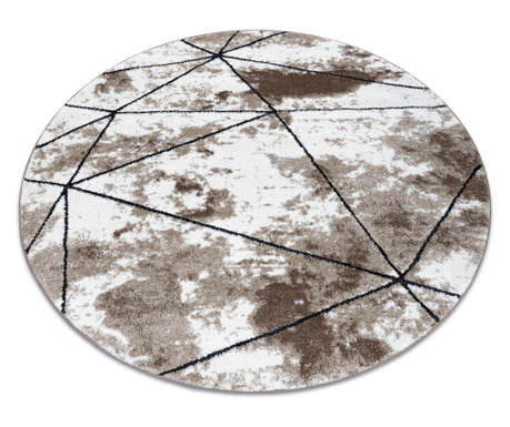 Modern COZY szőnyeg Polygons Kör, Geometriai, háromszögek - Structural két szintű gyapjú barna kerék 120 cm