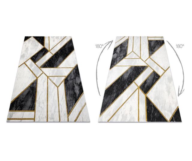 изключителен EMERALD килим 1015 блясък, мрамор, геометричен черен / злато 240x330 cm  240x330 см