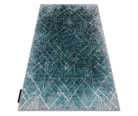 модерен DE LUXE килим 626 геометричен, диаманти - structural сив / зелен 240x340 cm