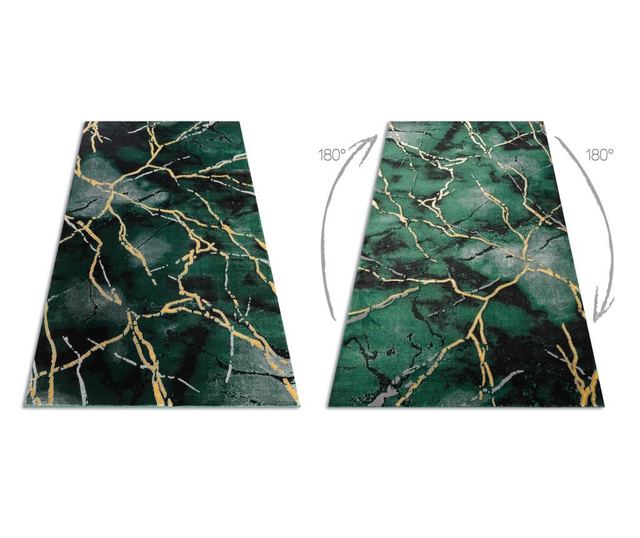 Koberec EMERALD výhradní 1018 glamour, stylový mramor lahvově zelená / zlato 120x170 cm  120x170 cm