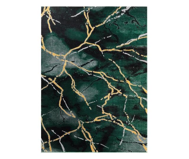 Koberec EMERALD výhradní 1018 glamour, stylový mramor lahvově zelená / zlato 120x170 cm  120x170 cm