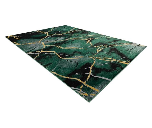 Koberec EMERALD výhradní 1018 glamour, stylový mramor lahvově zelená / zlato 120x170 cm  120x170 cm