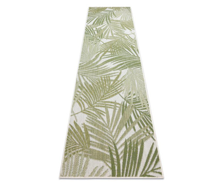 Килим SIZAL SION Пътека, Палмови листа, тропически 2837 плоски тъкани ecru / зелен 80x250 cm