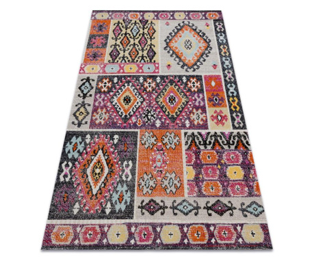Modern szőnyeg MUNDO D7682 gyémánt etnikai szabadtéri rózsaszín / bézs 180x270 cm