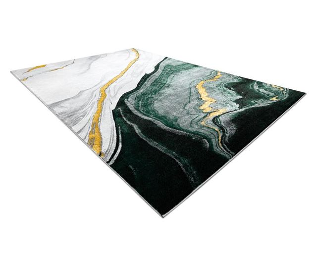 EMERALD Rug, Exclusive 1017 Glamour, Stylish Marble, Bottle Green / Gold 200x290 cm