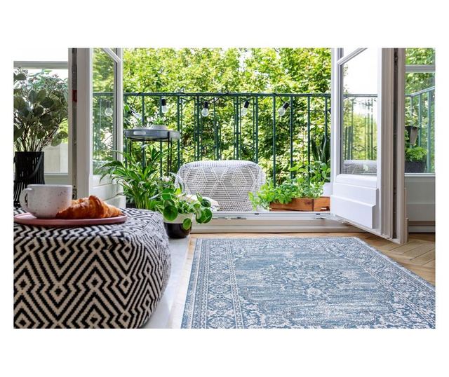 Килим SIZAL LOFT 21213 украшение синьо / сребро / слонова кост 160x230 cm  160x230 см