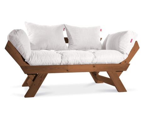 Sofa trosjed na razvlačenje Pandia Home, Kombin Wood, smeđa/krem, 125x75x70 cm