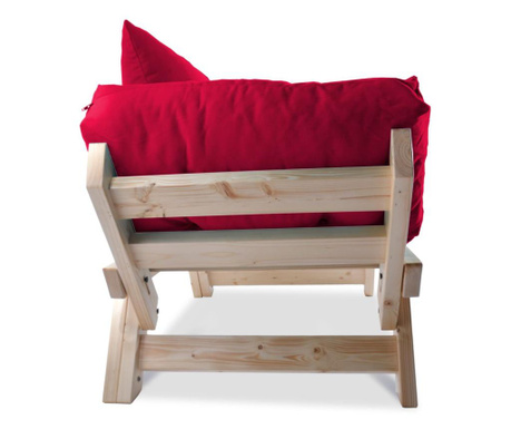 Sofa trosjed na razvlačenje Pandia Home, Kombin Wood, prirodna/crvena, 125x75x70 cm