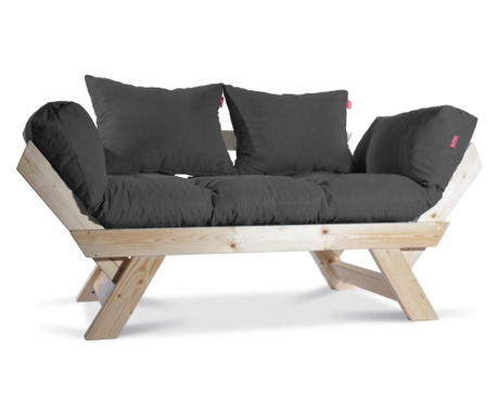Sofa trosjed na razvlačenje Pandia Home, Kombin Wood, prirodna/siva, 125x75x70 cm